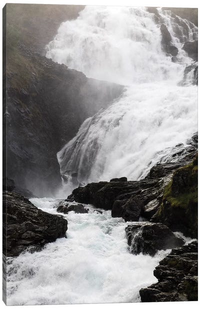 Scenic View Of Waterfall, Kjosfossen, Sogn Og Fjordane County, Norway Canvas Art Print - Norway Art
