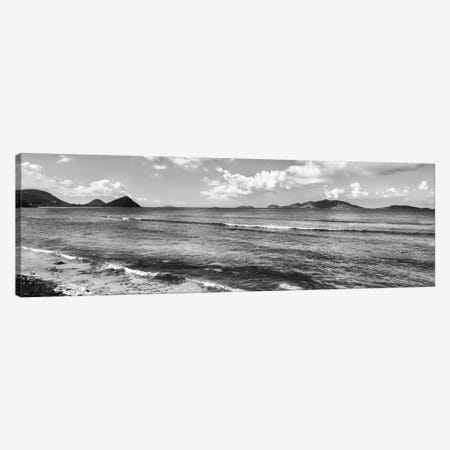 Shoreline North Side Coast And Jost Van Dyke, British Virgin Islands (Black And White) Canvas Print #PIM14904} by Panoramic Images Art Print