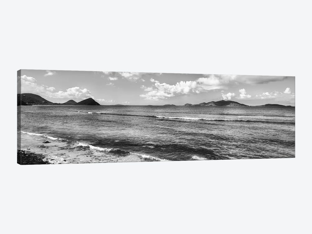 Shoreline North Side Coast And Jost Van Dyke, British Virgin Islands (Black And White) by Panoramic Images 1-piece Canvas Artwork