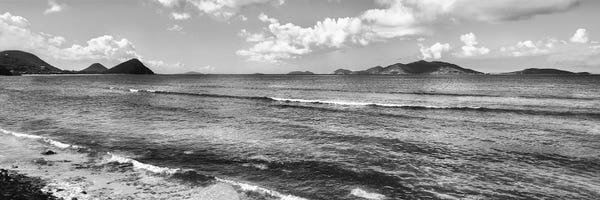 Seascapes: Shoreline North Side Coast And Jost Van Dyke, British Virgin Islands (Black And White) by Panoramic Images