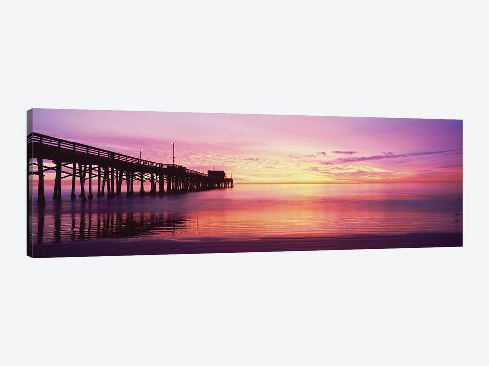 Silhouette Of A Pier At Sunset, Newport Pier, Newport Beach, Balboa Peninsula, California, USA by Panoramic Images 1-piece Canvas Art