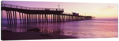 Silhouette Of Pismo Pier At Dusk, Pismo Beach, San Luis Obispo County, California, USA I Canvas Art Print - Nautical Scenic Photography