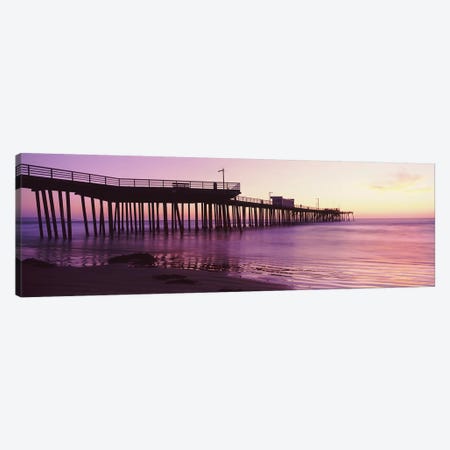 Silhouette Of Pismo Pier At Dusk, Pismo Beach, San Luis Obispo County, California, USA I Canvas Print #PIM14911} by Panoramic Images Art Print
