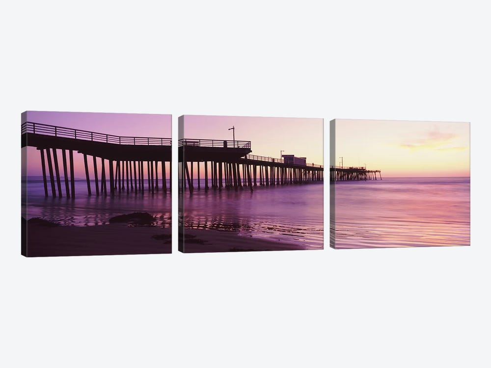 Silhouette Of Pismo Pier At Dusk, Pismo Beach, San Luis Obispo County, California, USA I by Panoramic Images 3-piece Canvas Art