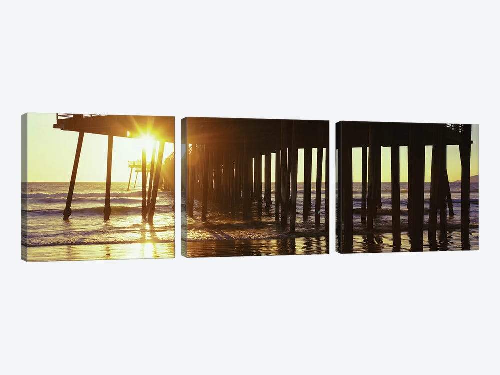 Silhouette Of Pismo Pier At Dusk, Pismo Beach, San Luis Obispo County, California, USA II by Panoramic Images 3-piece Canvas Art Print