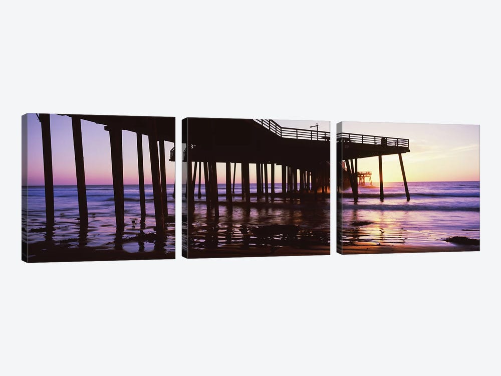 Silhouette Of Pismo Pier At Dusk, Pismo Beach, San Luis Obispo County, California, USA III by Panoramic Images 3-piece Canvas Art