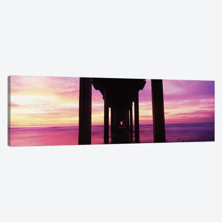 Silhouette Of Scripps Pier At Sunset, La Jolla, San Diego, California, USA I Canvas Print #PIM14914} by Panoramic Images Canvas Artwork
