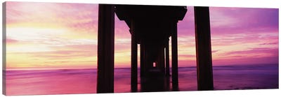 Silhouette Of Scripps Pier At Sunset, La Jolla, San Diego, California, USA I Canvas Art Print - San Diego Art
