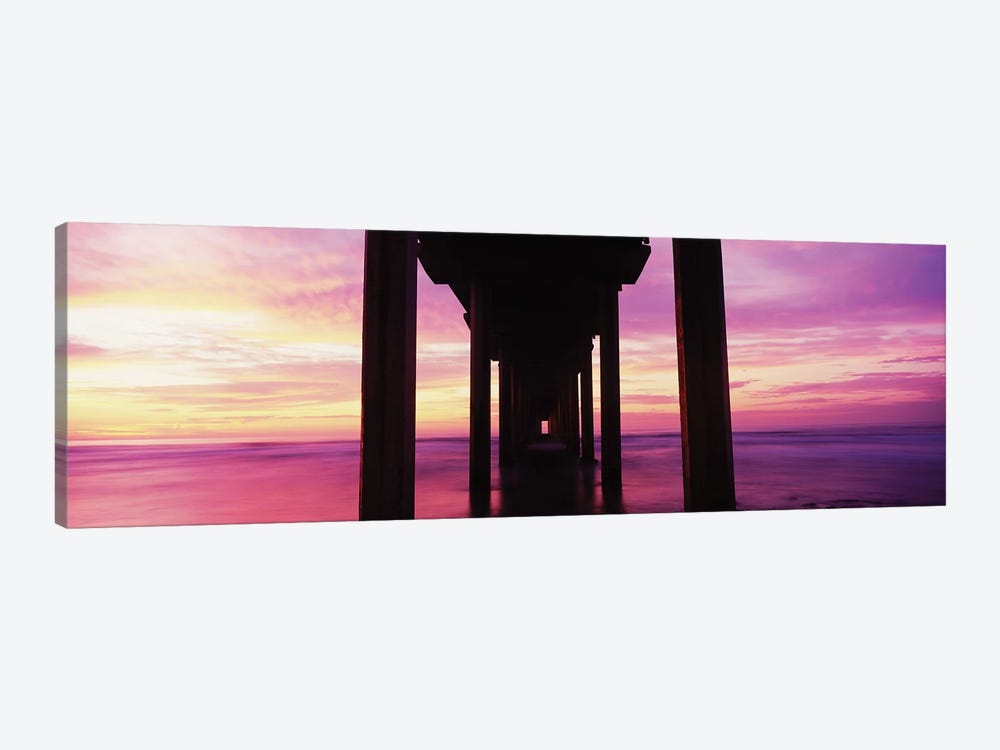 Silhouette Of Scripps Pier At Sunset, La Jolla, San Diego, California, USA I by Panoramic Images 1-piece Canvas Art Print