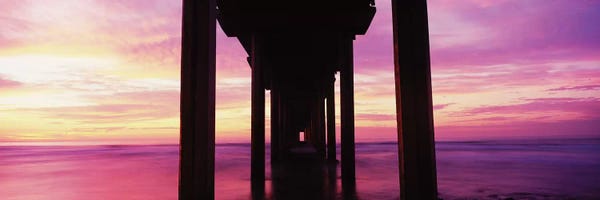 Silhouette Of Scripps Pier At Sunset, La Jolla, San Diego, California, USA I
