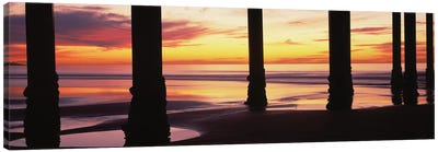 Silhouette Of Scripps Pier At Sunset, La Jolla, San Diego, California, USA II Canvas Art Print - San Diego Art