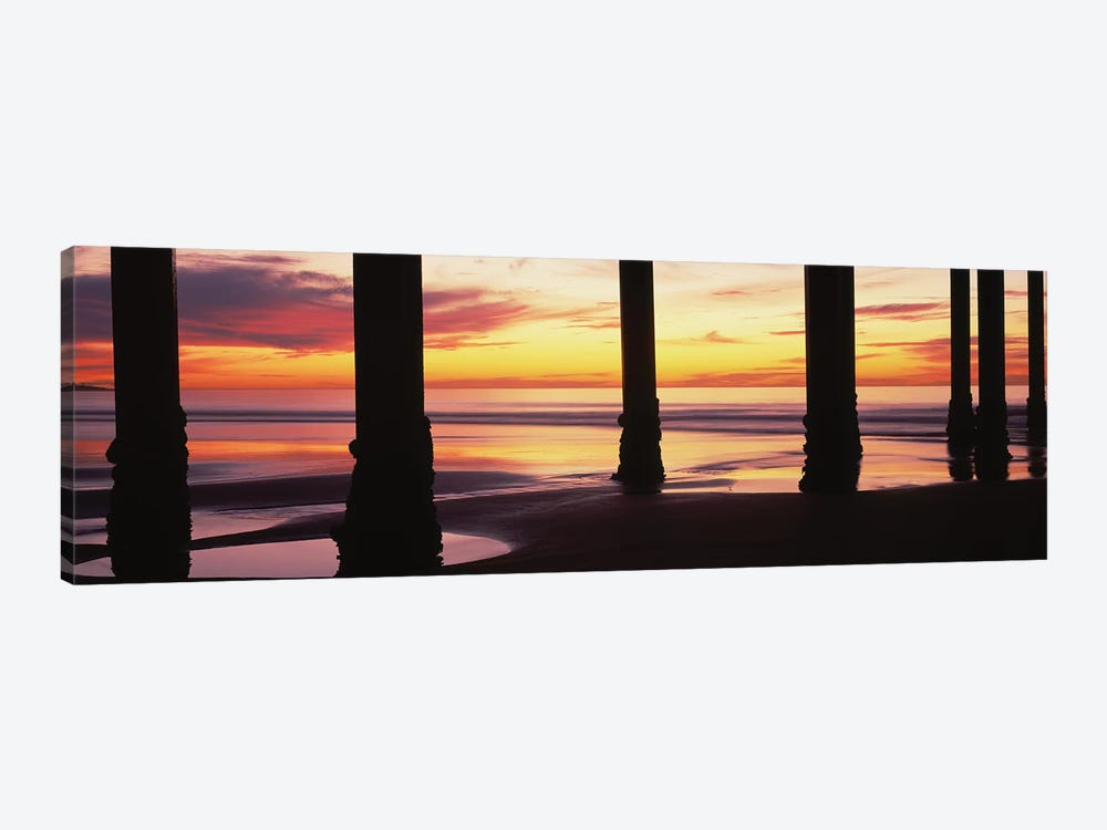 Silhouette Of Scripps Pier At Sunset, La Jolla, San Diego, California, USA II by Panoramic Images 1-piece Canvas Artwork