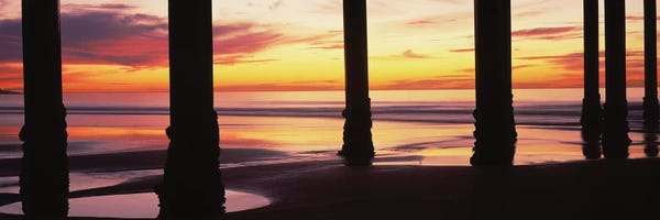 San Diego: Silhouette Of Scripps Pier At Sunset, La Jolla, San Diego, California, USA II by Panoramic Images