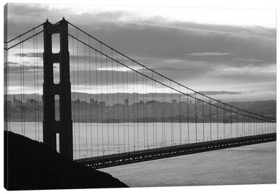 Silhouette Of Suspension Bridge At Dusk, Golden Gate Bridge, San Francisco, California, USA Canvas Art Print - Golden Gate Bridge