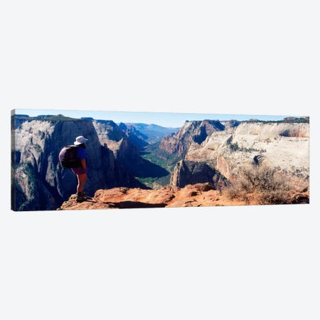 Female hiker standing near a canyonZion National Park, Washington County, Utah, USA Canvas Print #PIM1491} by Panoramic Images Canvas Artwork