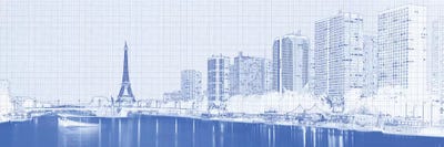 Skyscraper At The Waterfront With Eiffel Tower In The Background, Seine River, Paris, France by Panoramic Images multi panel art