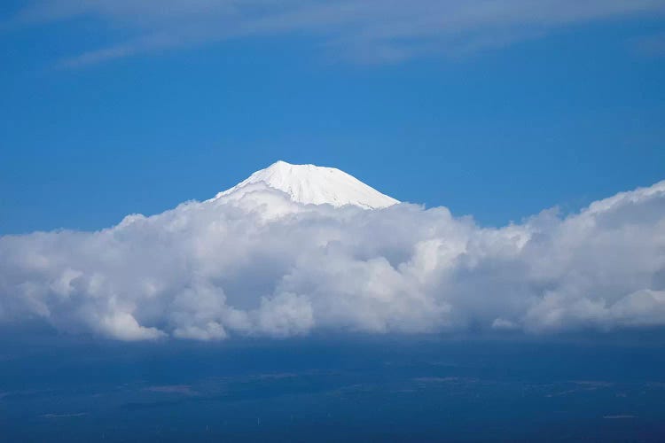 Snow Covered Peak Of Mt. Fuji Seen From Bullet Train, Japan