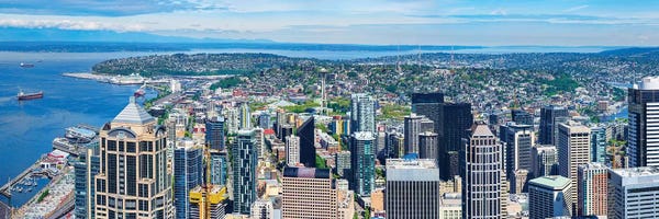 Seattle: Space Needle Tower Seen From Sky View Observatory - Columbia Center, Seattle, Washington State, USA by Panoramic Images