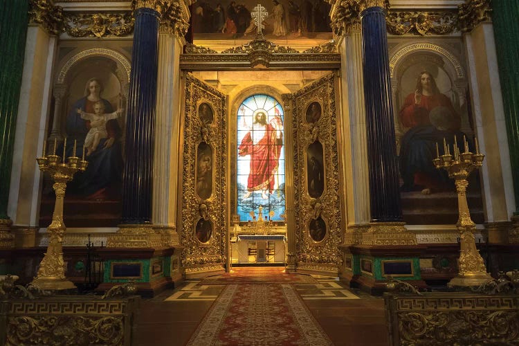 Stained Glass Of Jesus Christ At St. Isaac's Cathedral, St. Petersburg, Russia