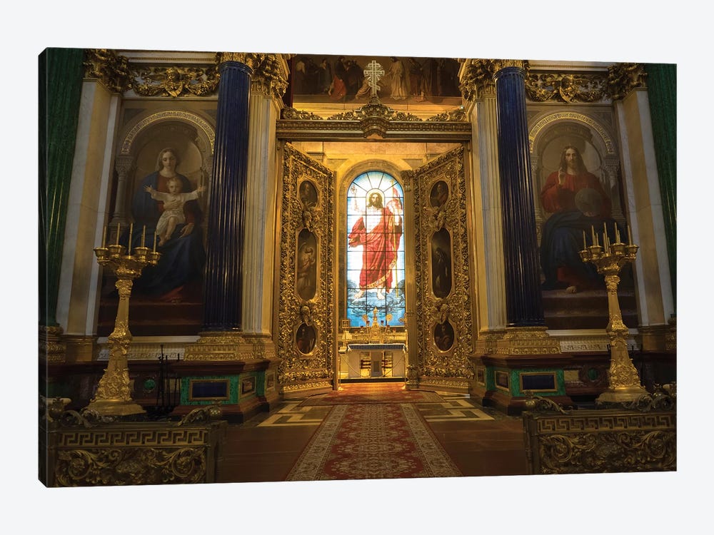 Stained Glass Of Jesus Christ At St. Isaac's Cathedral, St. Petersburg, Russia by Panoramic Images 1-piece Canvas Art