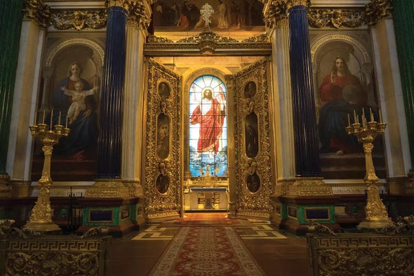 Stained Glass Of Jesus Christ At St. Isaac's Cathedral, St. Petersburg, Russia