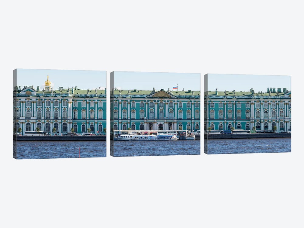 State Hermitage Museum Viewed From Neva River, St. Petersburg, Russia by Panoramic Images 3-piece Canvas Print