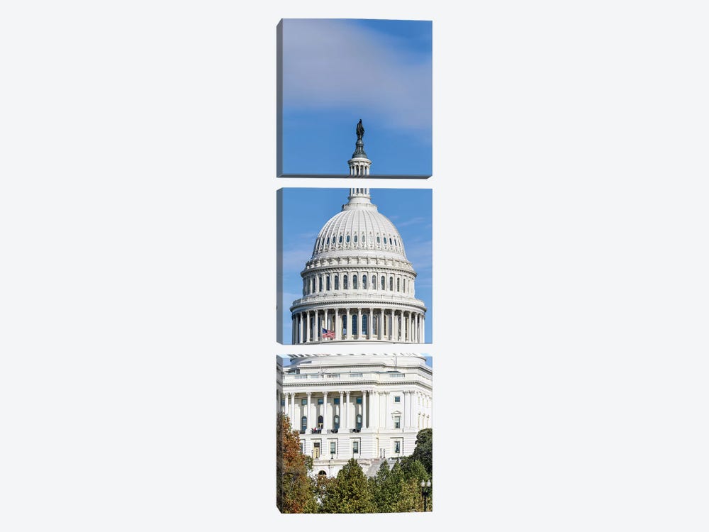 Street View Of Capitol Building, Washington D.C., USA I by Panoramic Images 3-piece Canvas Artwork