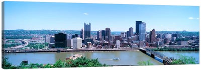 Buildings at the waterfront, Monongahela River, Pittsburgh, Pennsylvania, USA Canvas Art Print - Pittsburgh Art