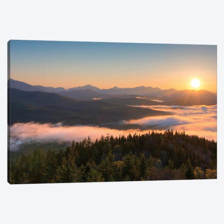 Sunrise Over The Adirondack High Peaks From Goodnow Mountain, Adirondack Park, New York State, USA Canvas Print #PIM14945} by Panoramic Images Canvas Print