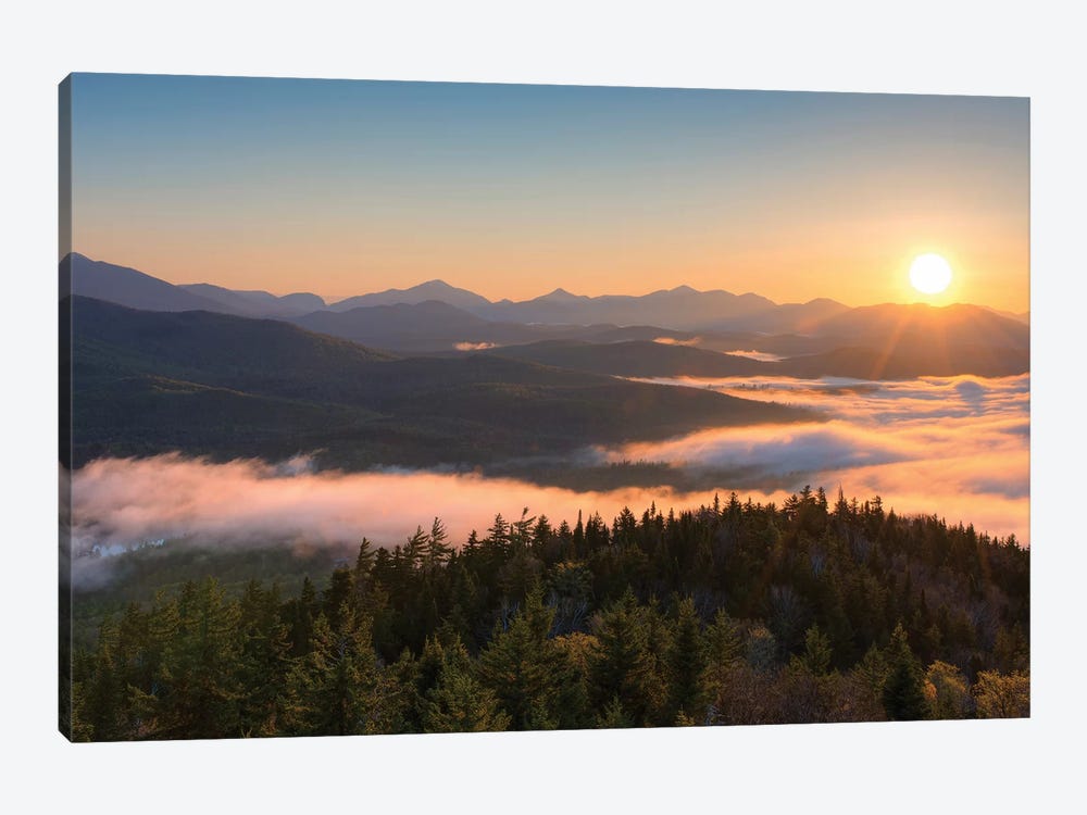 Sunrise Over The Adirondack High Peaks From Goodnow Mountain, Adirondack Park, New York State, USA by Panoramic Images 1-piece Canvas Print