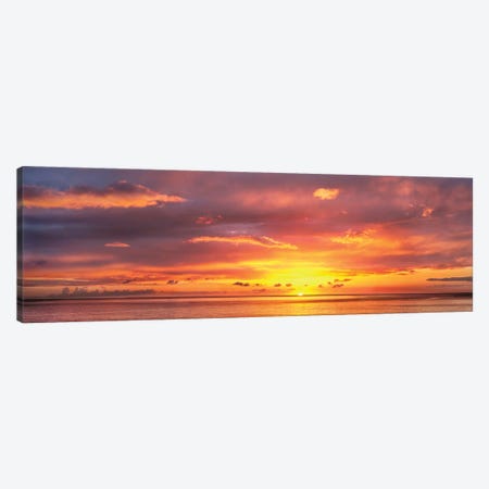 Sunset Over Caribbean Sea, West Coast, Dominica, Caribbean Canvas Print #PIM14946} by Panoramic Images Canvas Print