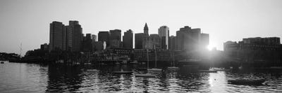Sunset Over Skyscrapers, Boston, Massachusetts, USA (Black And White) by Panoramic Images multi panel art