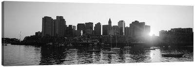 Sunset Over Skyscrapers, Boston, Massachusetts, USA (Black And White) Canvas Art Print - Boston Art