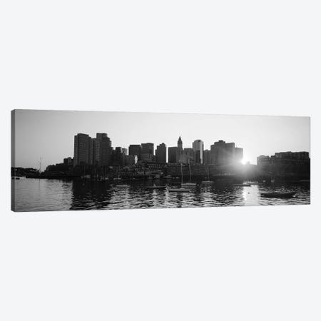 Sunset Over Skyscrapers, Boston, Massachusetts, USA (Black And White) Canvas Print #PIM14948} by Panoramic Images Canvas Art