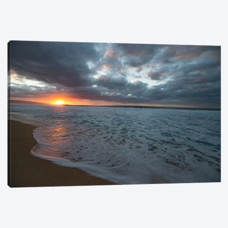 Surf On The Beach At Sunset Canvas Print #PIM14951} by Panoramic Images Canvas Print