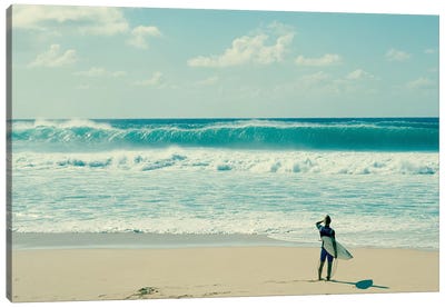 Surfer Standing On The Beach, North Shore, Oahu, Hawaii, USA I Canvas Art Print - Wave Art