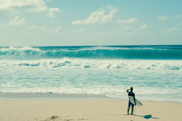 Hawaii: Surfer Standing On The Beach, North Shore, Oahu, Hawaii, USA I by Panoramic Images