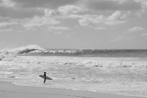 Oahu: Surfer Standing On The Beach, North Shore, Oahu, Hawaii, USA II by Panoramic Images