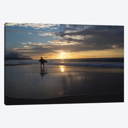 Surfer Walking On The Beach At Sunset, Hawaii, USA II Canvas Print #PIM14955} by Panoramic Images Canvas Wall Art