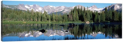 The Indian Peaks Reflected In Red Rock Lake Boulder Colorado, USA Canvas Art Print - Panoramic Photography