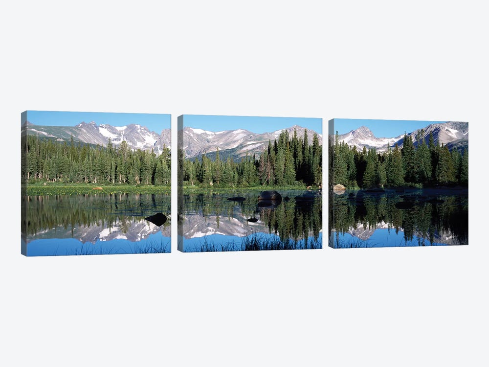 The Indian Peaks Reflected In Red Rock Lake Boulder Colorado, USA by Panoramic Images 3-piece Canvas Art
