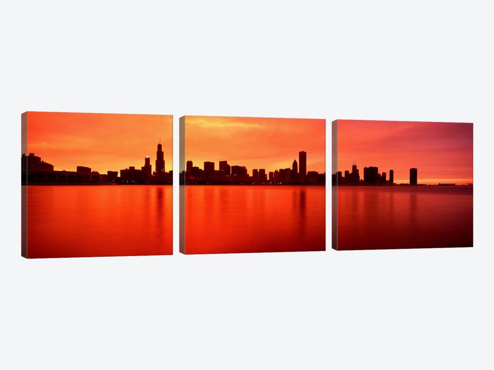 USAIllinois, Chicago, sunset by Panoramic Images 3-piece Canvas Print