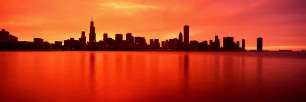 Chicago Skylines: USAIllinois, Chicago, sunset by Panoramic Images