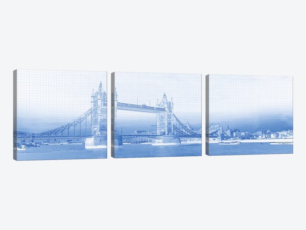 Tower Bridge On Thames River, London, England by Panoramic Images 3-piece Canvas Wall Art
