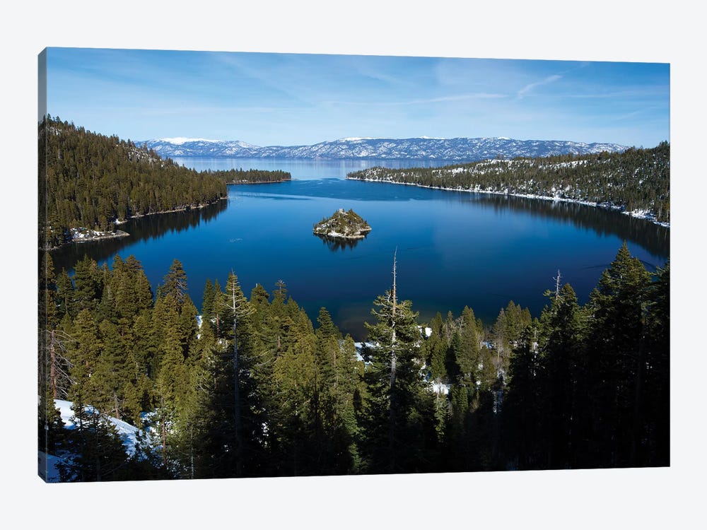 Trees At Lakeshore With Mountain Range In The Background, Lake Tahoe, California, USA I by Panoramic Images 1-piece Canvas Wall Art