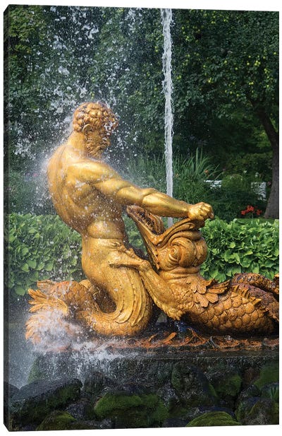 Triton Fountain At Orangery Garden, Lower Park, Peterhof Grand Palace, St. Petersburg, Russia Canvas Art Print - The Grand Palace