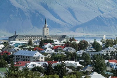 View Of City From The Top Of Perlan Building (Oskjuhlid Hill), Reykjavik, Iceland by Panoramic Images art print