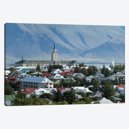 View Of City From The Top Of Perlan Building (Oskjuhlid Hill), Reykjavik, Iceland Canvas Print #PIM14992} by Panoramic Images Canvas Art Print