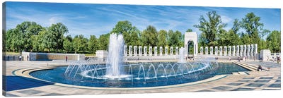 View Of Fountain At National World War II Memorial, Washington D.C., USA Canvas Art Print - Washington D.C. Art