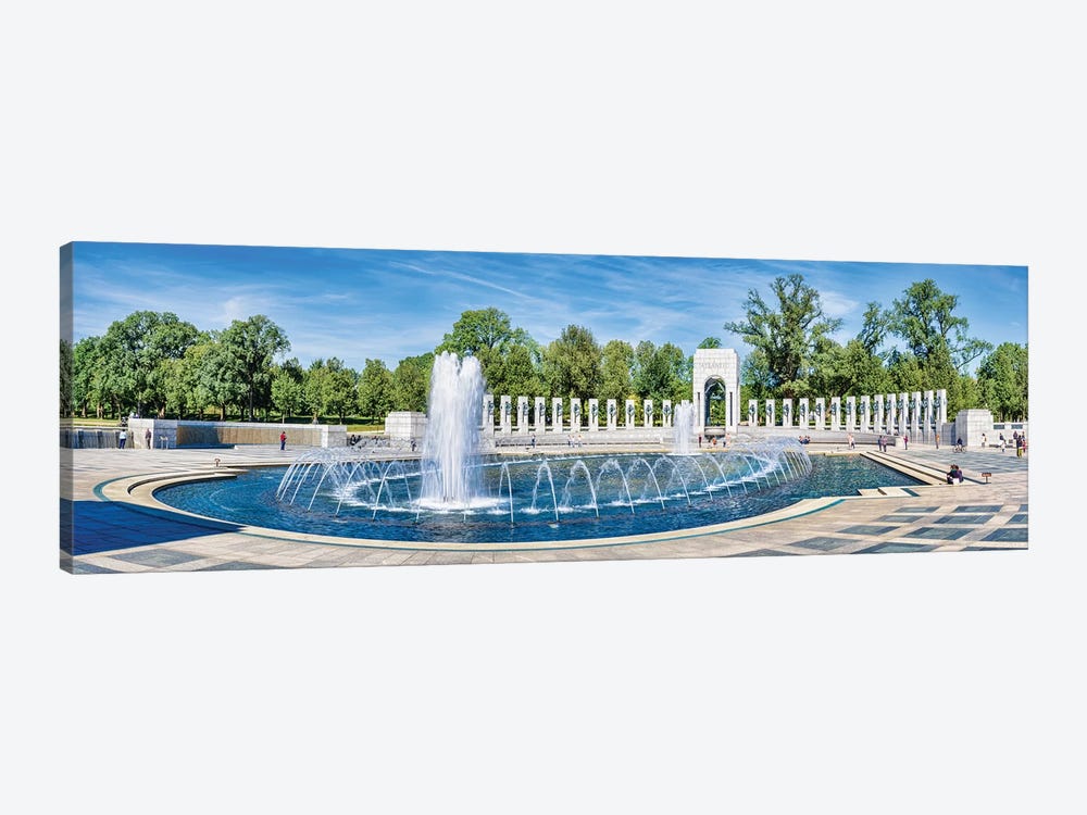 View Of Fountain At National World War II Memorial, Washington D.C., USA by Panoramic Images 1-piece Canvas Wall Art